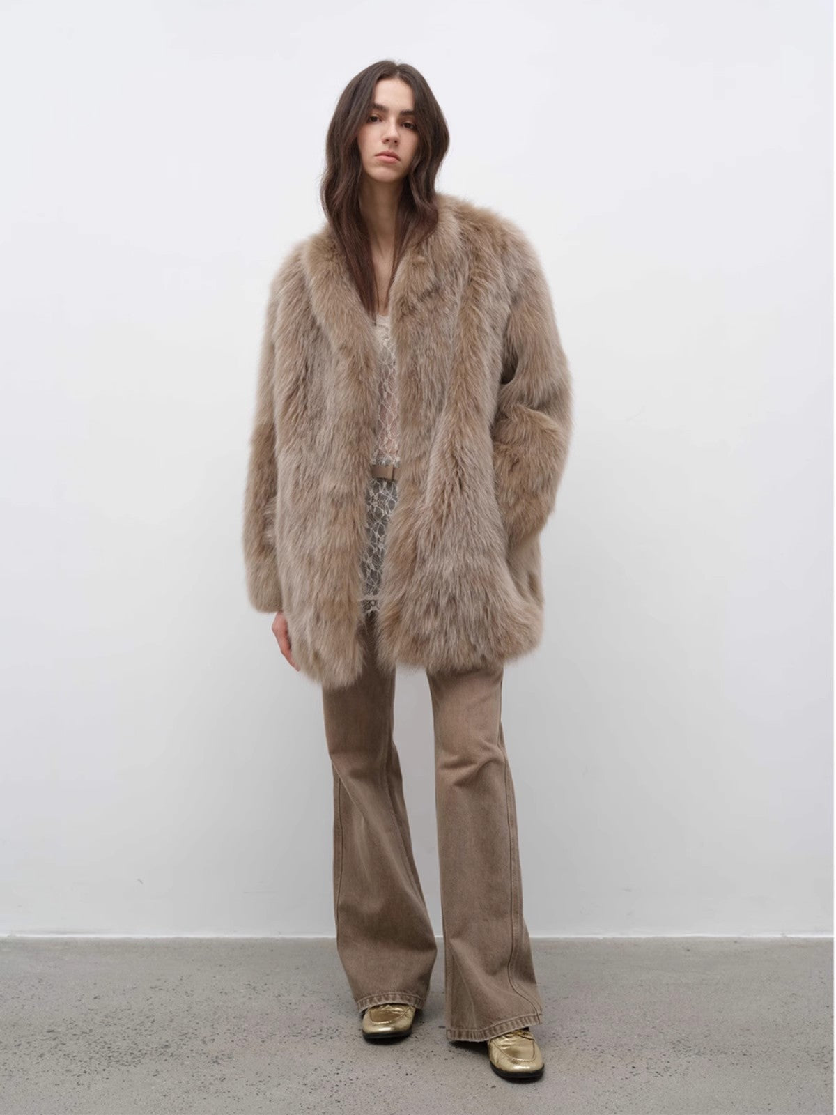Fireladyfur Women's Mid-Length Fox Fur Coat“Light Years Away”