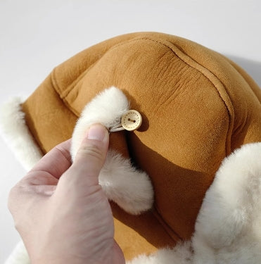 Merino Wool Earmuffs Aviator Hat – Genuine Leather and Suede Winter Style