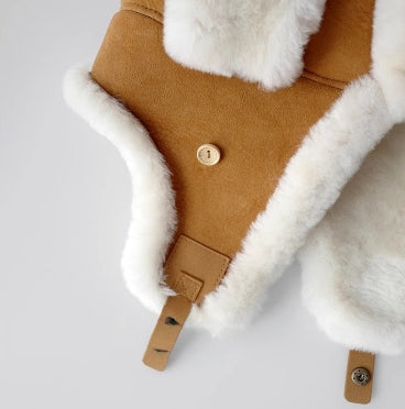 Merino Wool Earmuffs Aviator Hat – Genuine Leather and Suede Winter Style