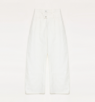 KIENTE STUDIO Old Money Style Linen Scimitar Pants “Weiss Love Letter”