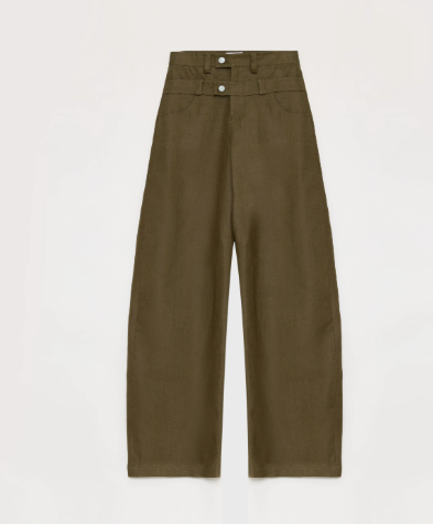 KIENTE STUDIO Old Money Style Linen Scimitar Pants “Weiss Love Letter”