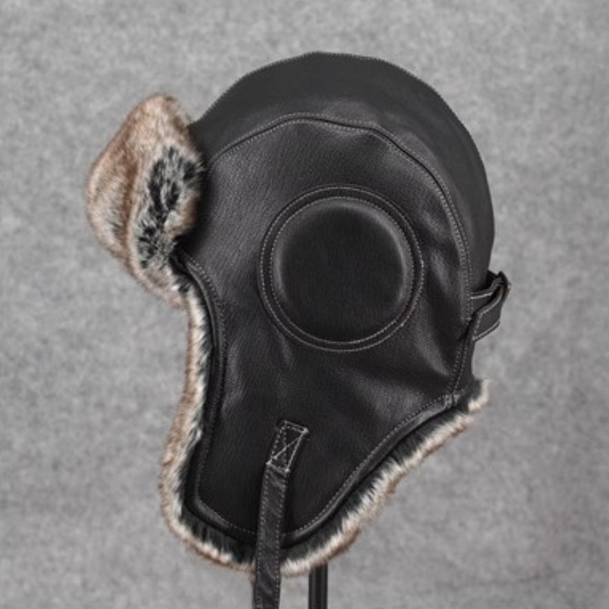 Unisex Vintage Genuine Sheepskin Leather Aviator Hat – Classic Pilot Style