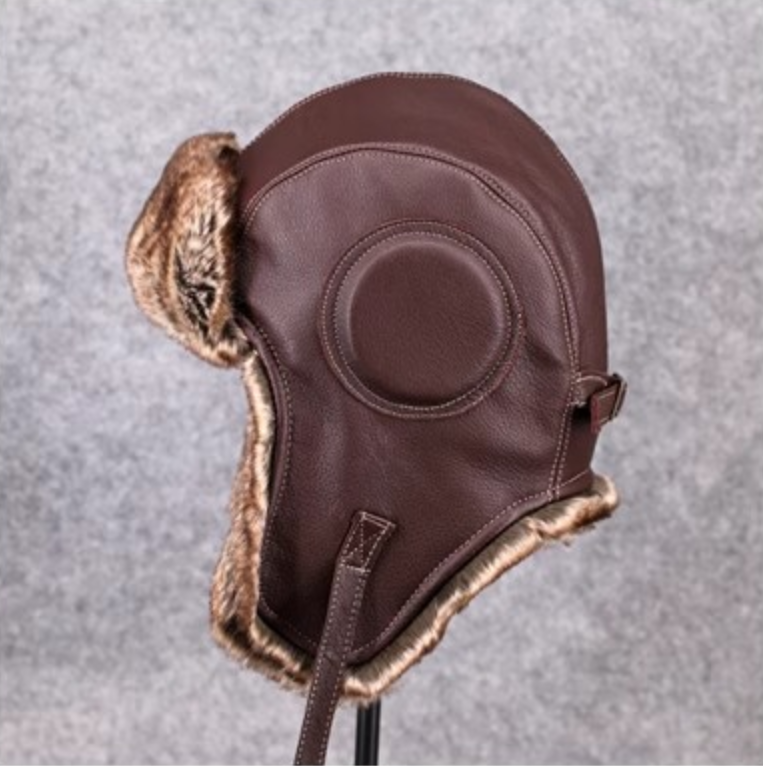 Unisex Vintage Genuine Sheepskin Leather Aviator Hat – Classic Pilot Style
