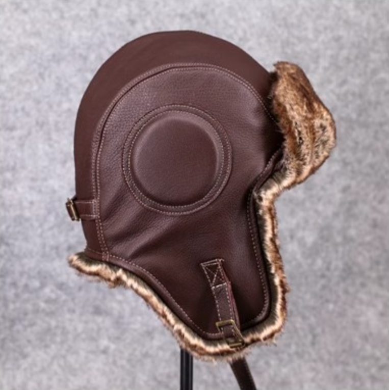 Unisex Vintage Genuine Sheepskin Leather Aviator Hat – Classic Pilot Style