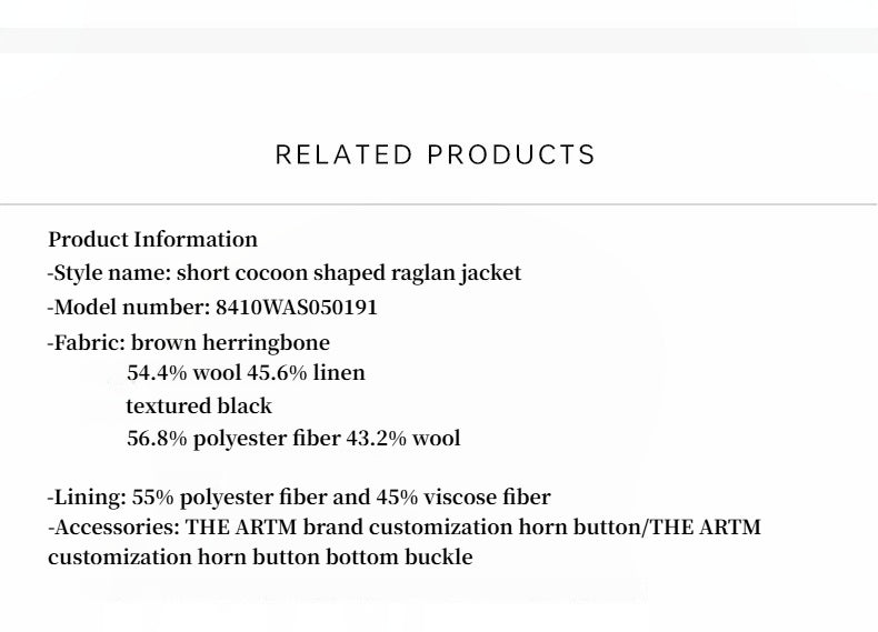 “Warm Cocoon” Italian Herringbone Wool Short Coat – Classic Lapel Design