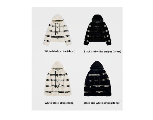 Fireladyfur Women's Lamb Wool Striped Jacket“Snowy New Year”
