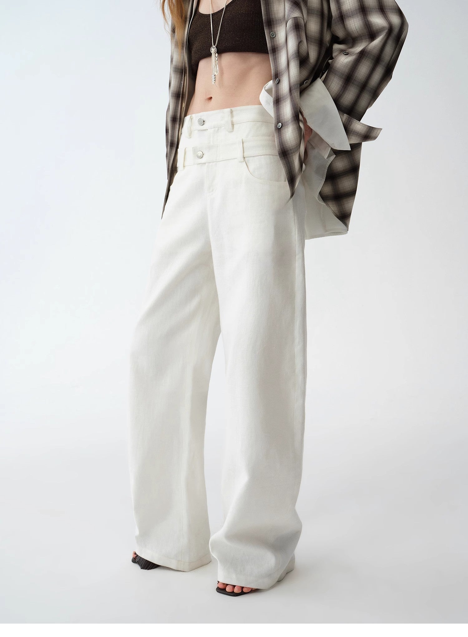 KIENTE STUDIO Old Money Style Linen Scimitar Pants “Weiss Love Letter”