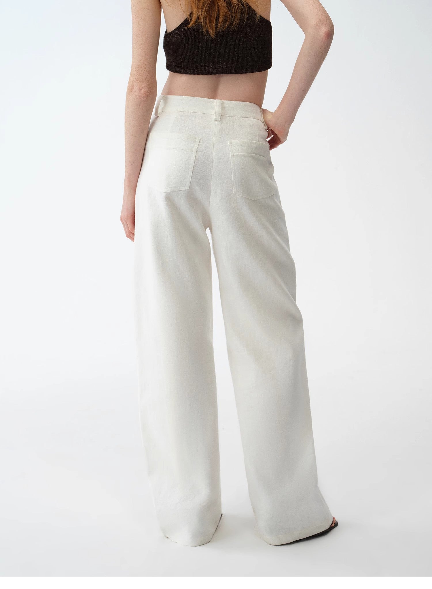KIENTE STUDIO Old Money Style Linen Scimitar Pants “Weiss Love Letter”