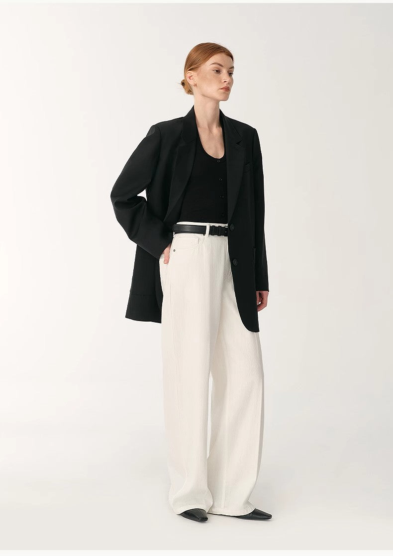 Customized Cotton Washed Wide-Leg Jeans – Skin-Friendly Drape Design