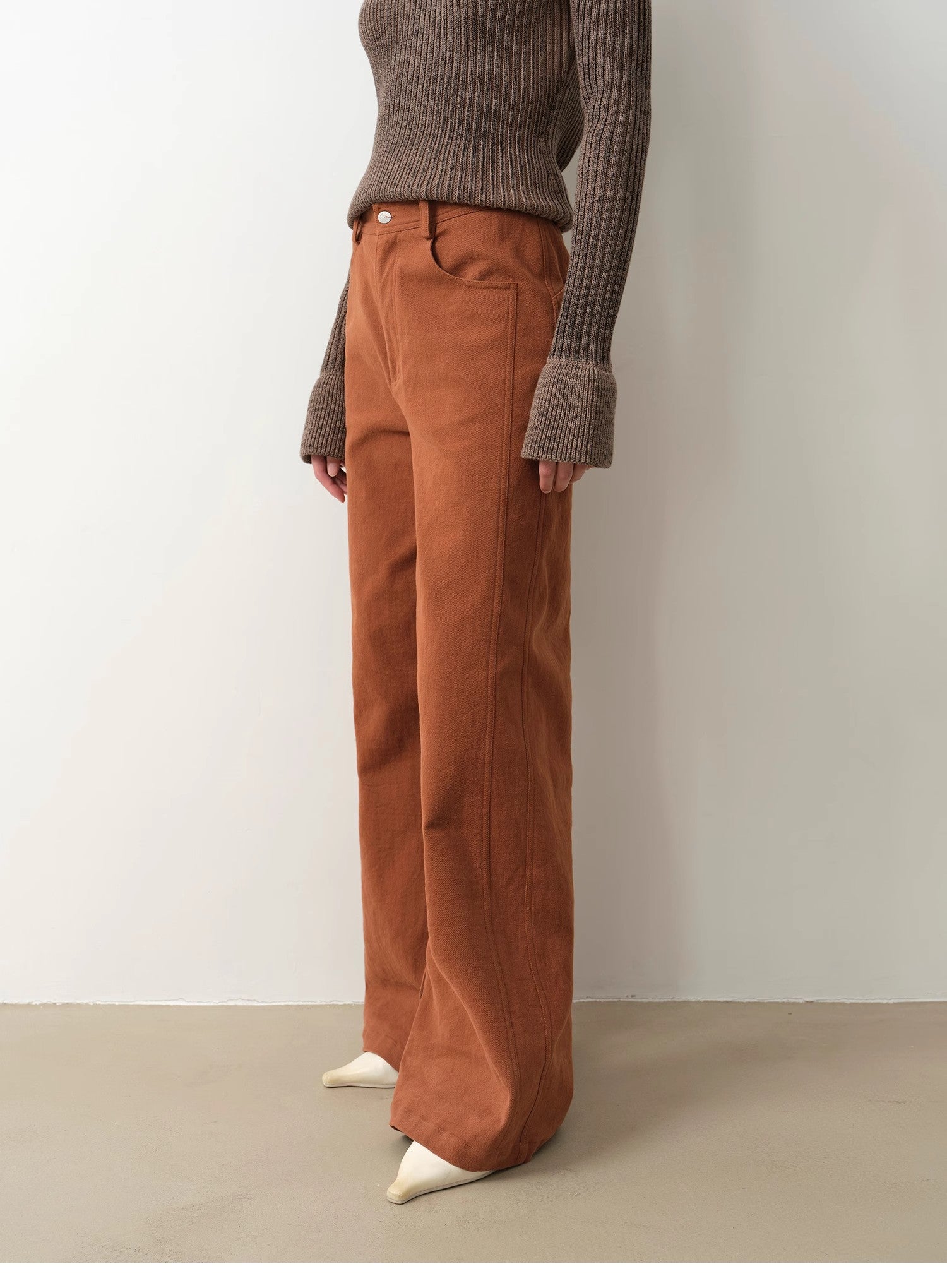“Mid-Autumn Afternoon” Retro Straight-Leg Flared Wide-Leg Casual Pants