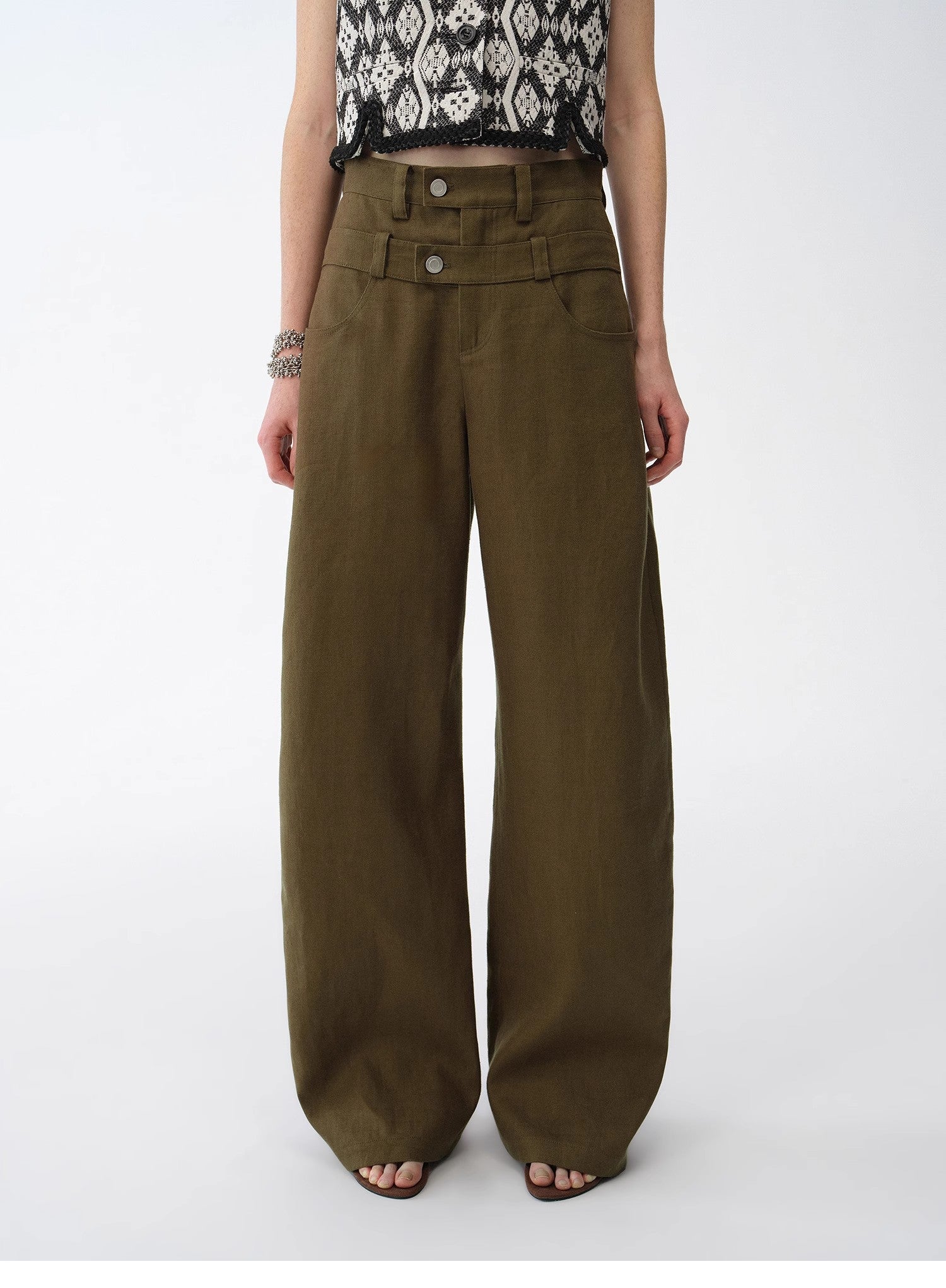 KIENTE STUDIO Old Money Style Linen Scimitar Pants “Weiss Love Letter”