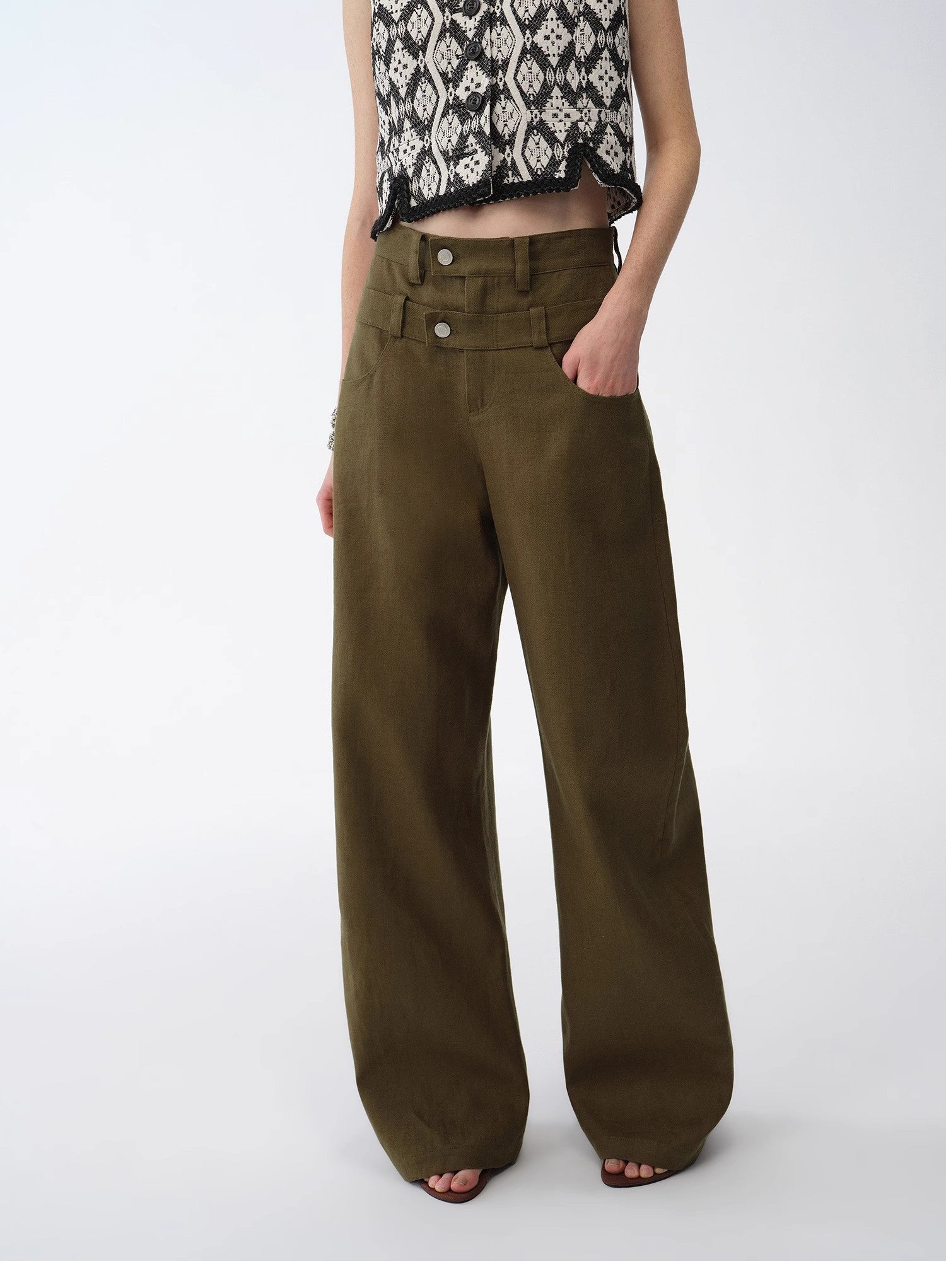 KIENTE STUDIO Old Money Style Linen Scimitar Pants “Weiss Love Letter”