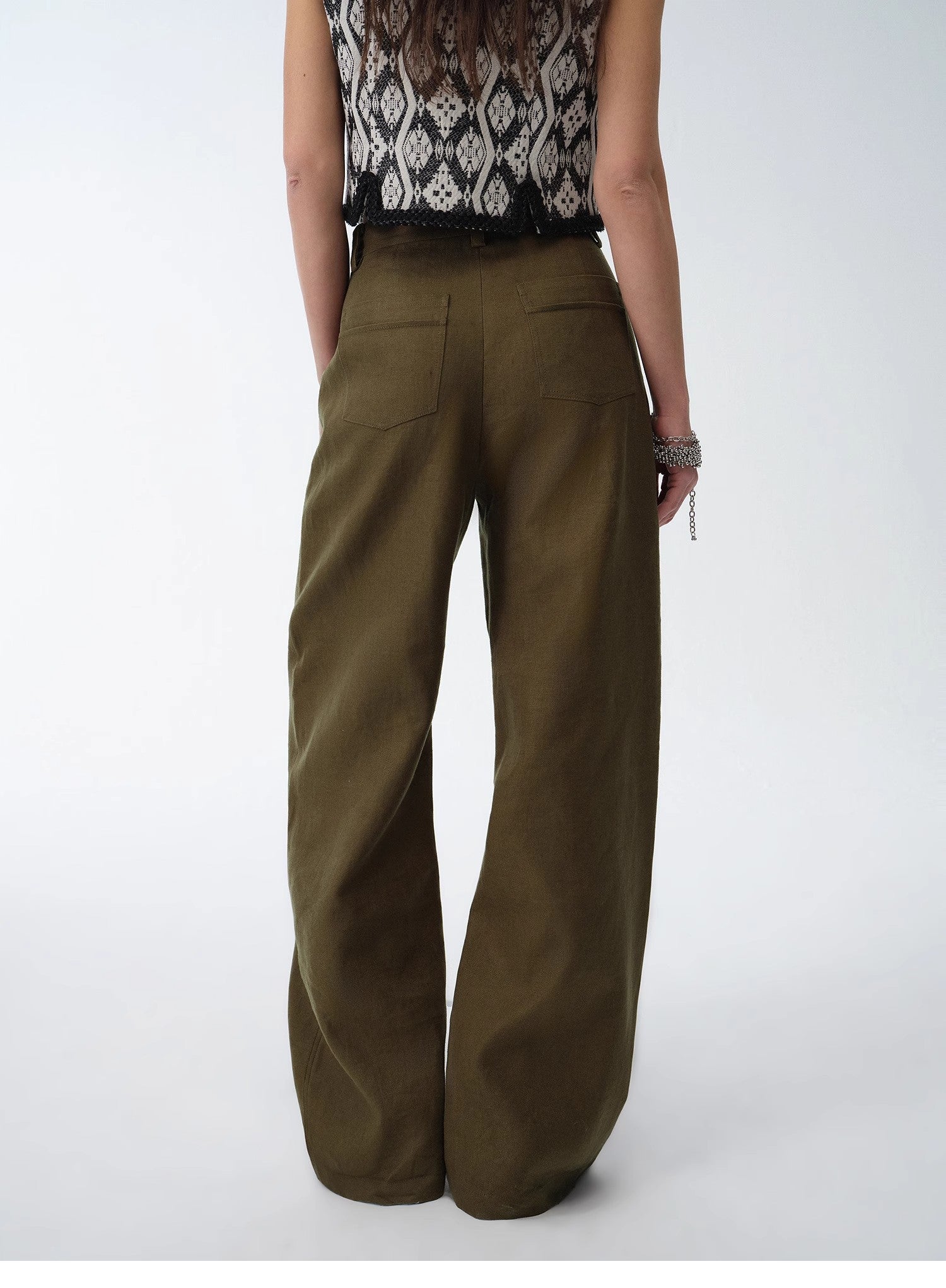 KIENTE STUDIO Old Money Style Linen Scimitar Pants “Weiss Love Letter”