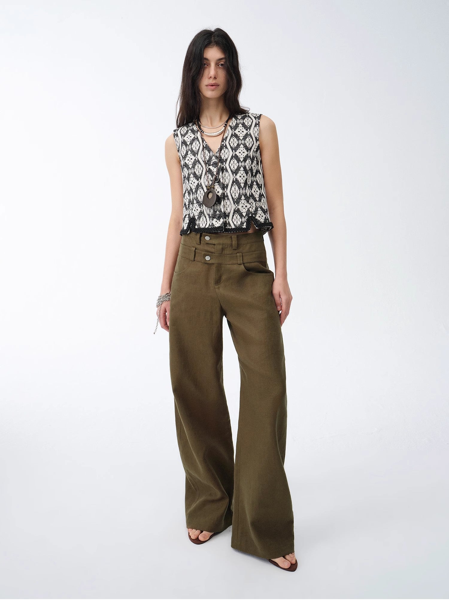 KIENTE STUDIO Old Money Style Linen Scimitar Pants “Weiss Love Letter”