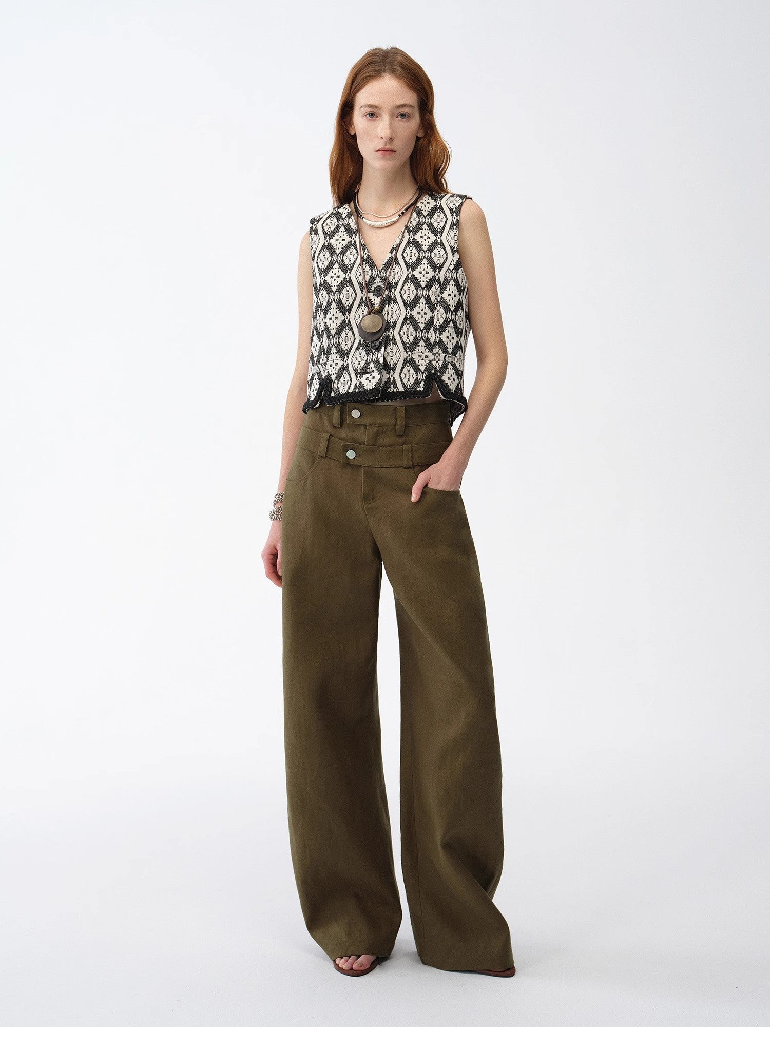 KIENTE STUDIO Old Money Style Linen Scimitar Pants “Weiss Love Letter”