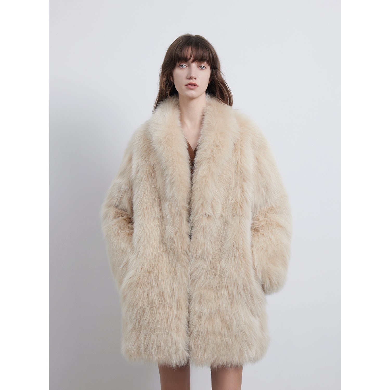 Fireladyfur Women's Mid-Length Fox Fur Coat“Light Years Away”