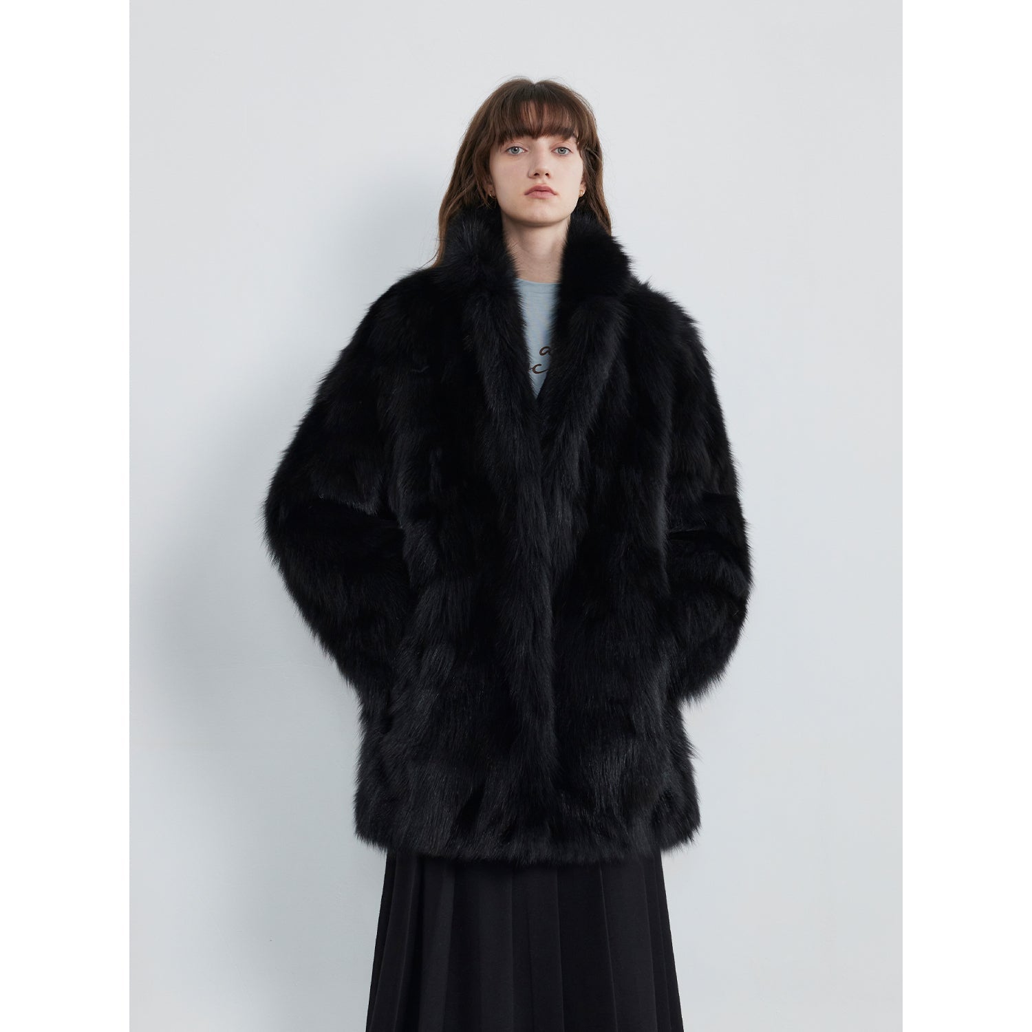 Fireladyfur Women's Mid-Length Fox Fur Coat“Light Years Away”
