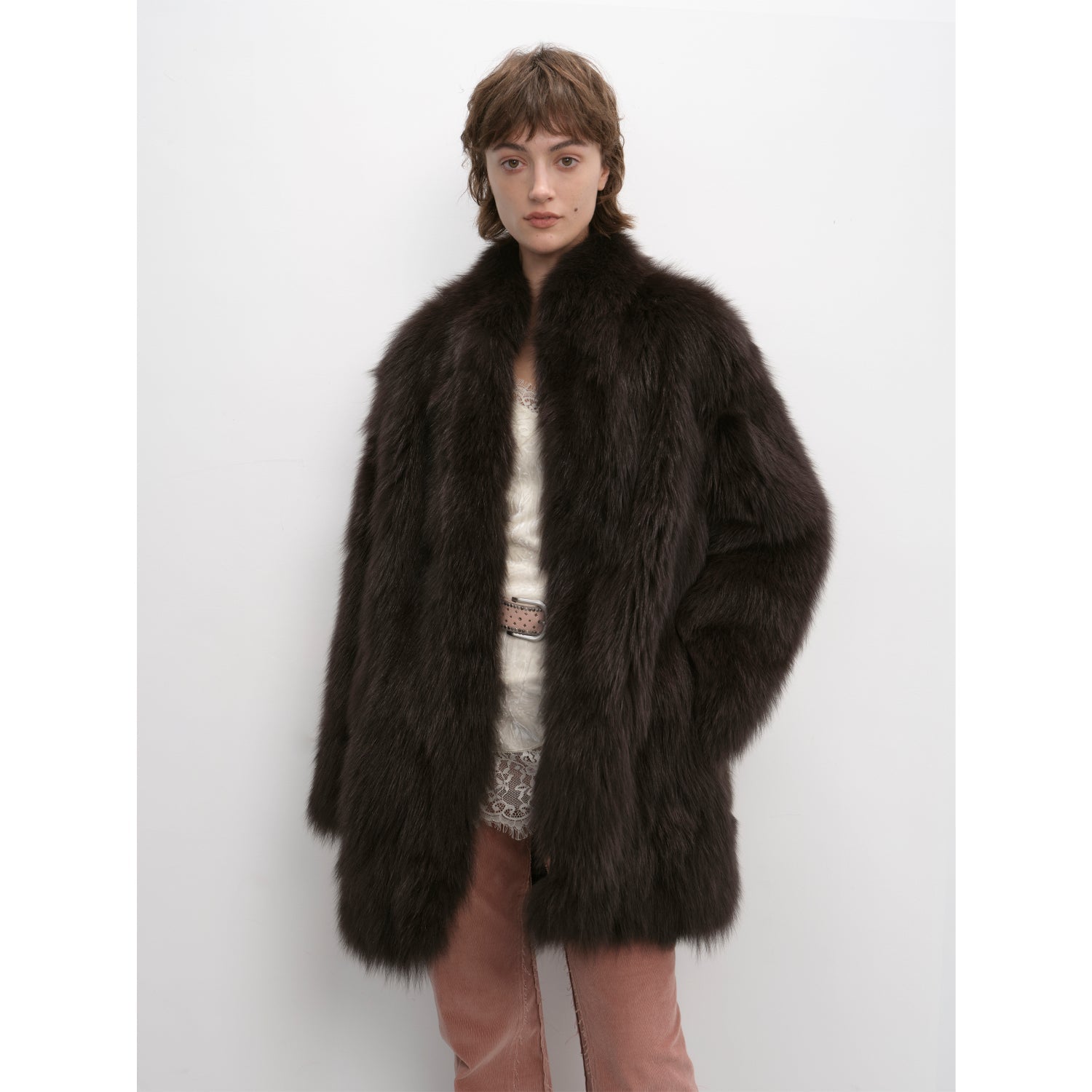 Fireladyfur Women's Mid-Length Fox Fur Coat“Light Years Away”