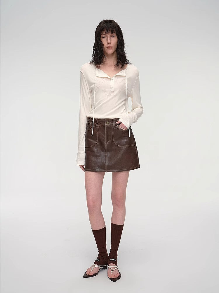“Houston Street” Imported New Zealand Sheepskin A-Line Mini Skirt – Vintage