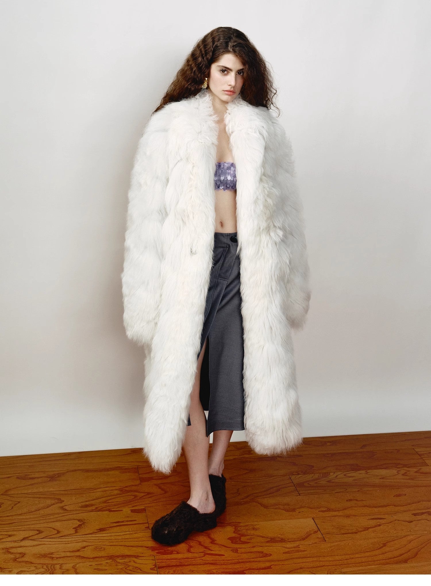 [FF × JW] Fur-Lined Slip-On Platform Sneakers – Wool Thick-Soled Casual Style