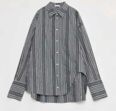 “Striped Fantasy” Asymmetric Two-Way Striped Long Sleeve Casual Shirt