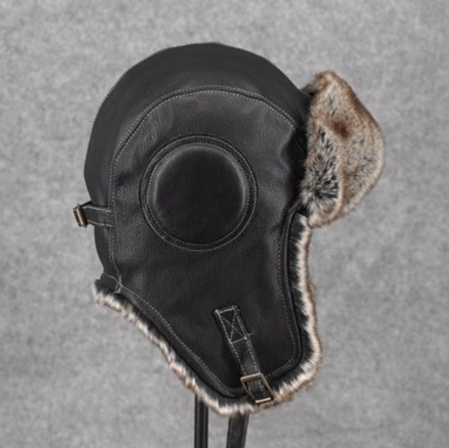 Unisex Vintage Genuine Sheepskin Leather Aviator Hat – Classic Pilot Style