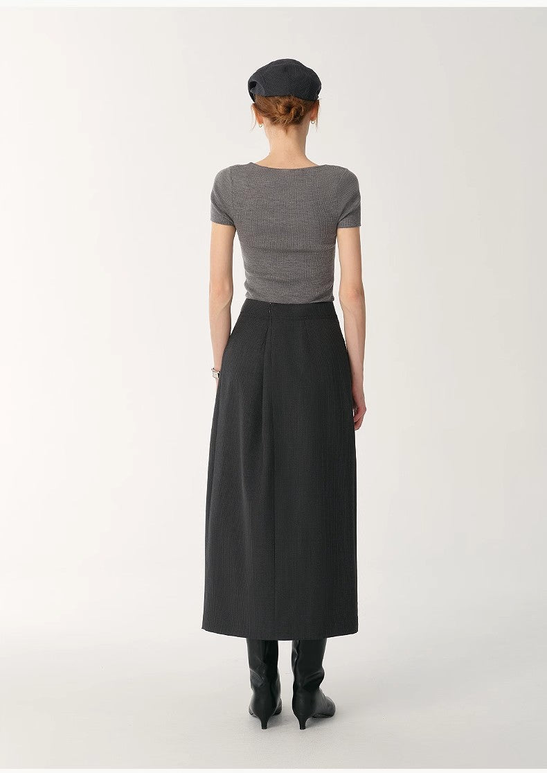 German Yangtze Washable Wool Round Neck Slim Short Sleeve Top
