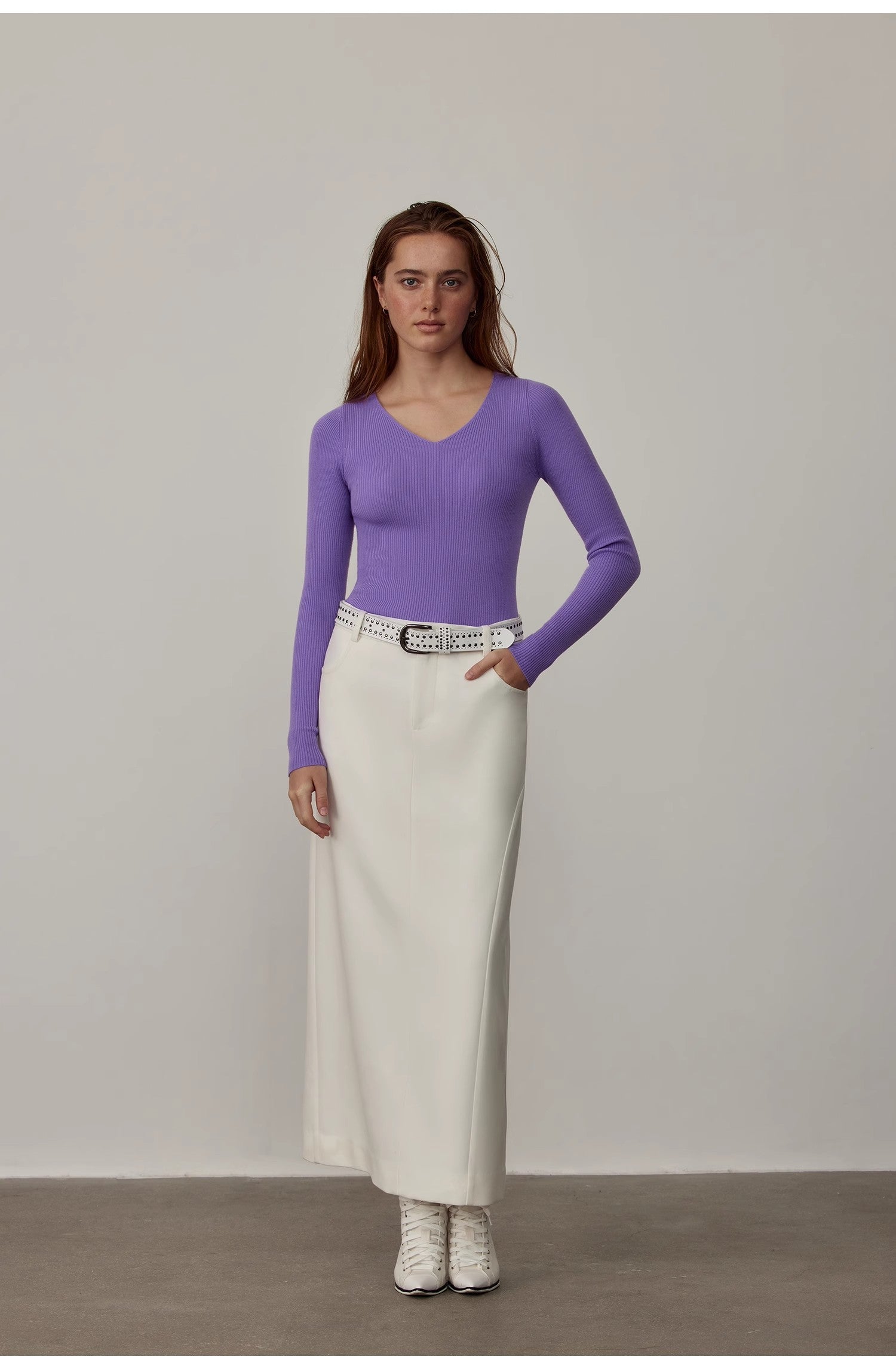 “Stobe” Worsted Low-Waist Retro Straight Skirt – Versatile Fashion Suit Style