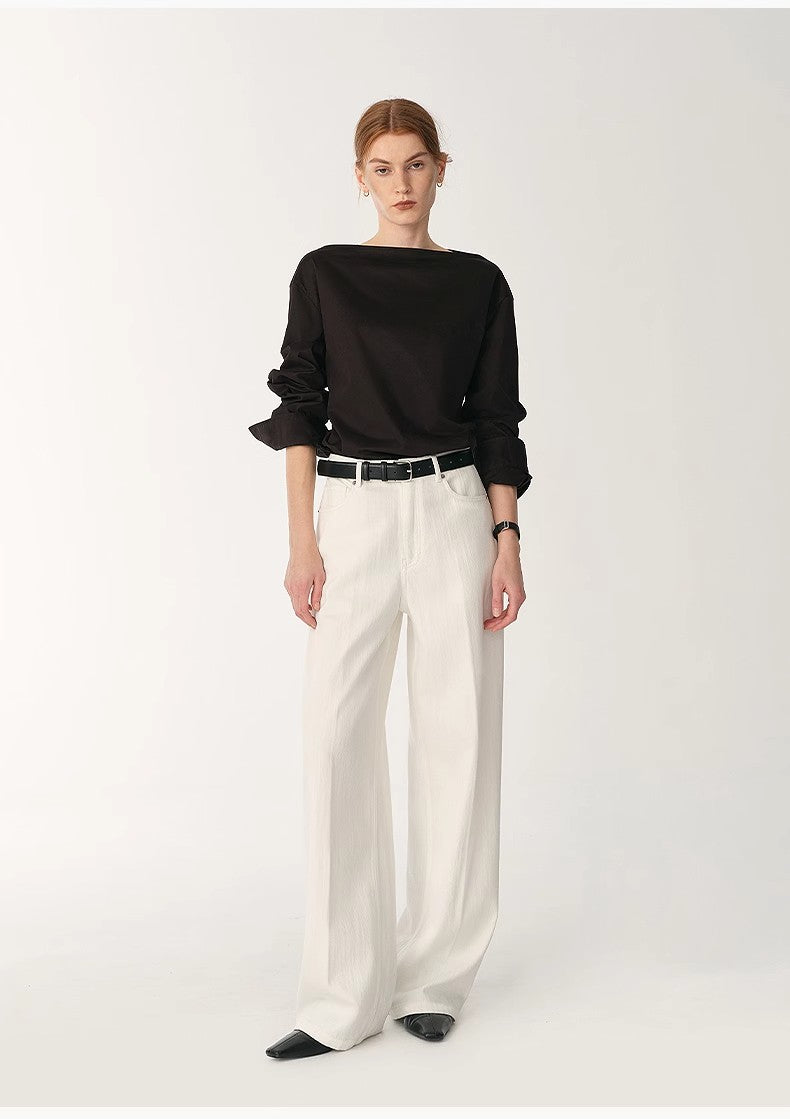 Customized Cotton Washed Wide-Leg Jeans – Skin-Friendly Drape Design