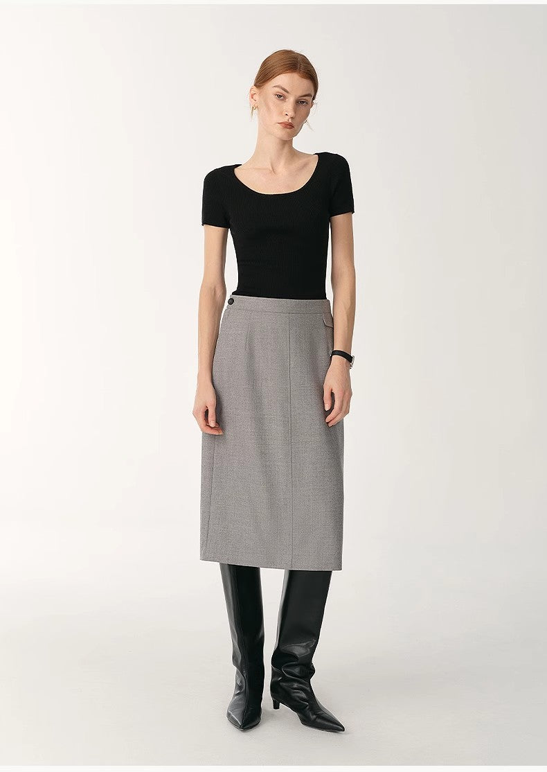 German Yangtze Washable Wool Round Neck Slim Short Sleeve Top