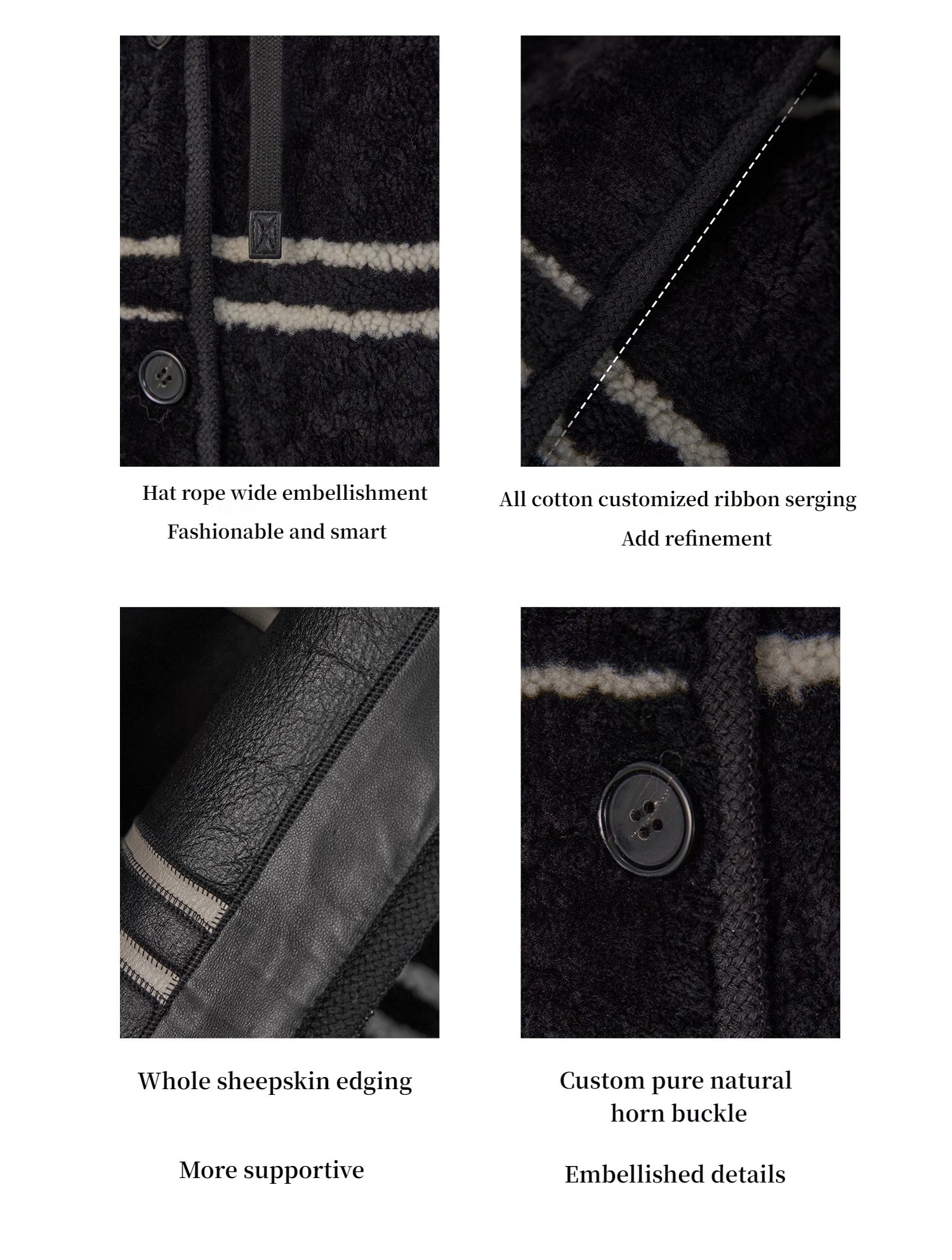 Fireladyfur Women's Lamb Wool Striped Jacket“Snowy New Year”