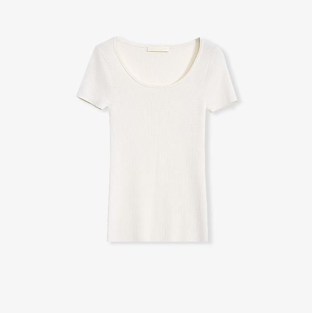 German Yangtze Washable Wool Round Neck Slim Short Sleeve Top