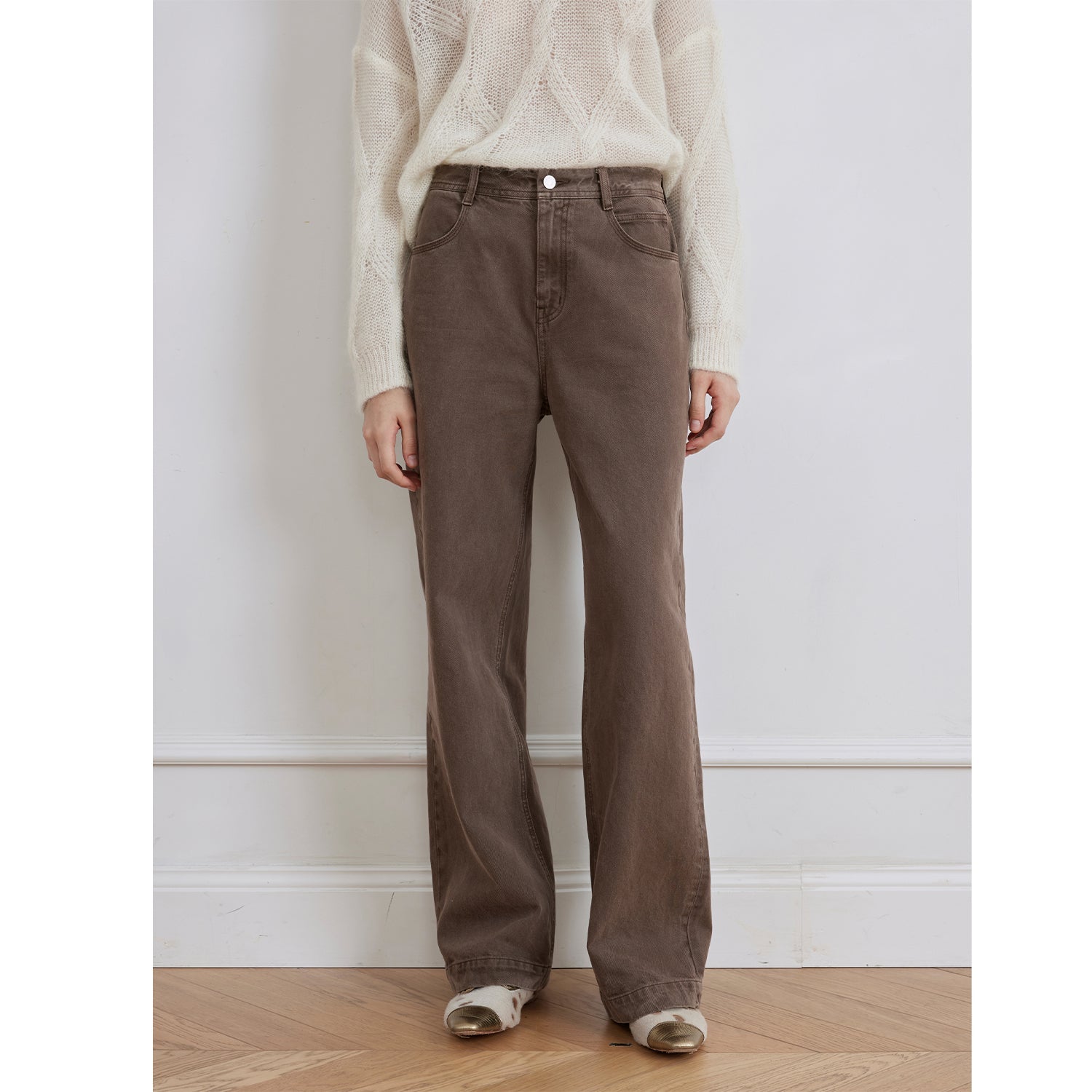 Fireladyfur Women's Vintage Washed Straight Leg Denim "Meteorite Fragments"