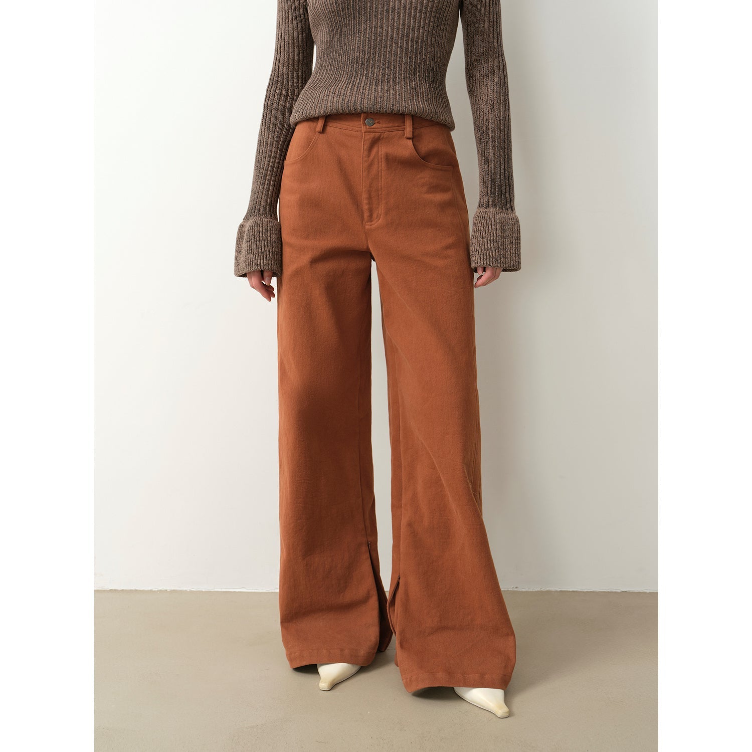 “Mid-Autumn Afternoon” Retro Straight-Leg Flared Wide-Leg Casual Pants