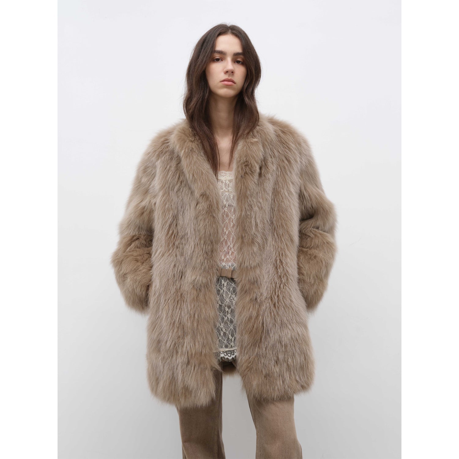 Fireladyfur Women's Mid-Length Fox Fur Coat“Light Years Away”