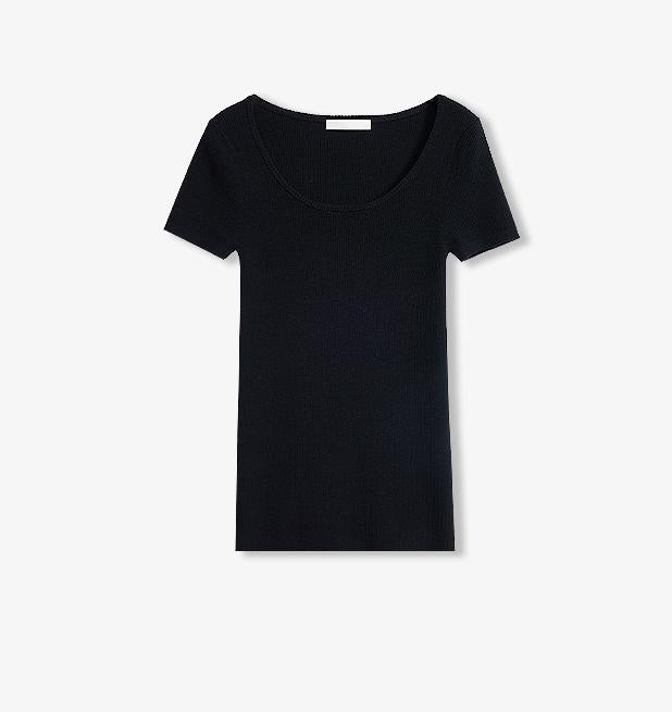 German Yangtze Washable Wool Round Neck Slim Short Sleeve Top